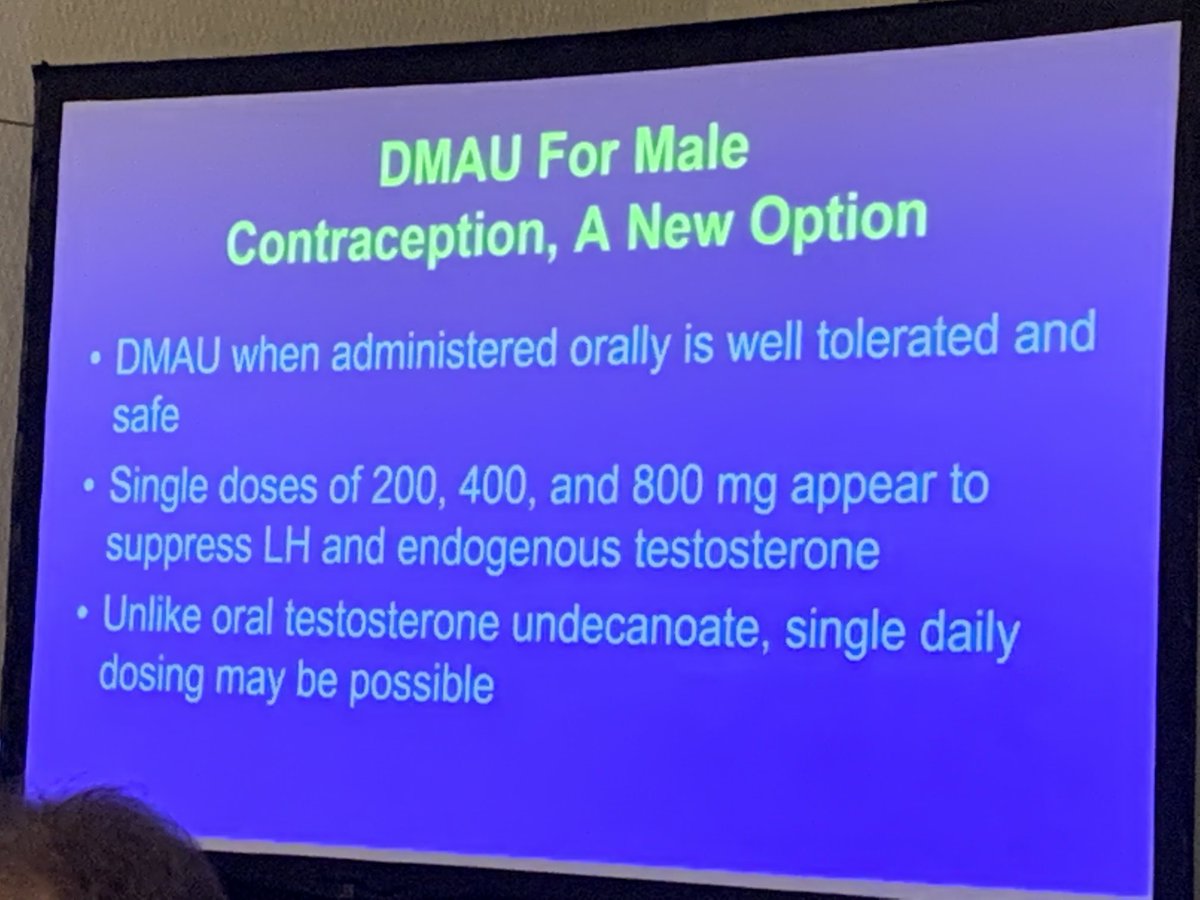 AndrogenSociety's tweet photo. Androgen Society meeting highlights 2022: New Promising Oral Male Contraception on the horizon “Dimethandrolone Undecanoate” DMAU presented by Dr Swerdloff and Dr Wang .⁦@UCLA⁩ .⁦@UW⁩ .⁦@AndrogenSociety⁩ #thefurureofmalecontraception https://t.co/5Z2mvCI5V2