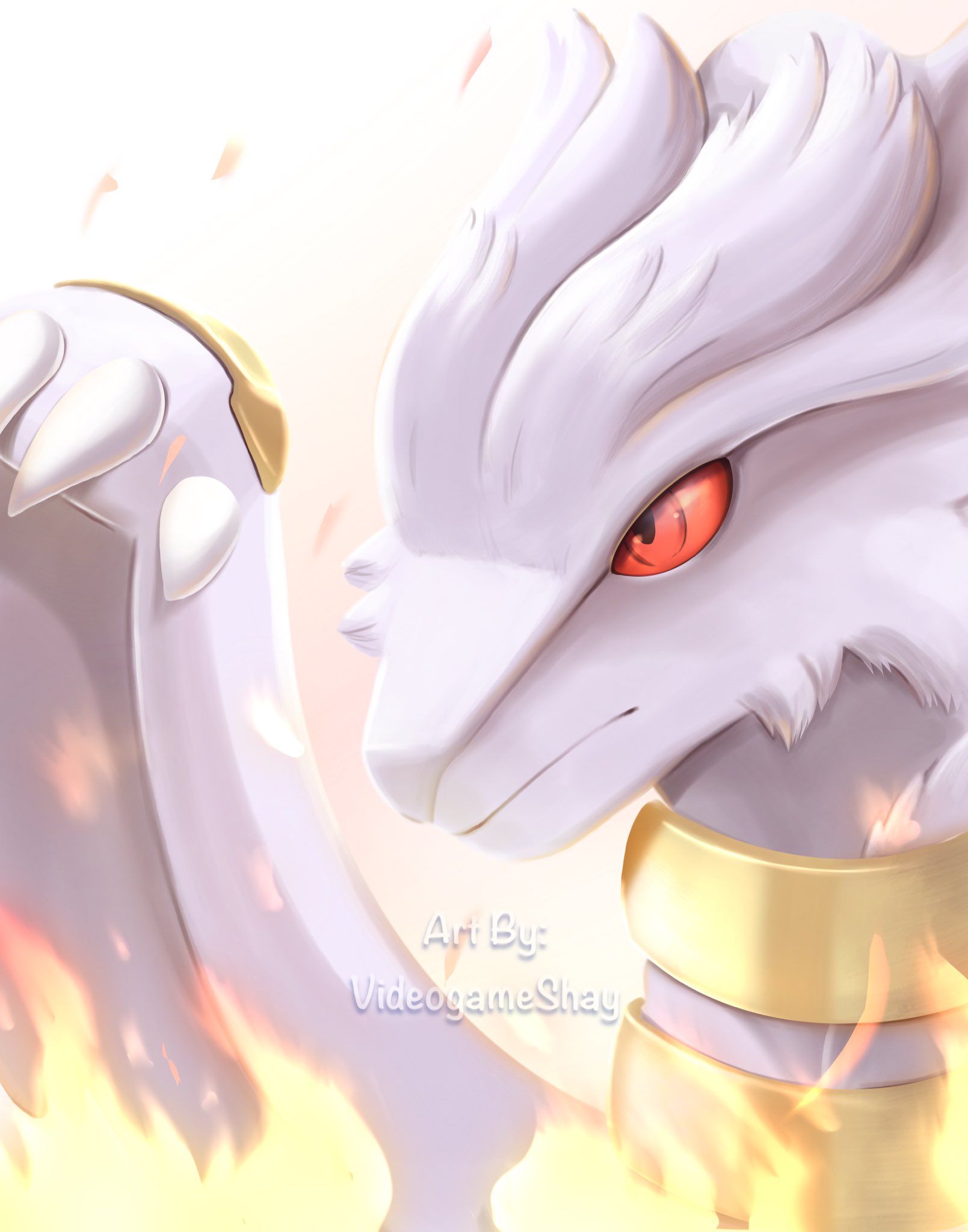 VideogameShay 🌙 on X: Decided to do a portrait of my shiny Reshiram ❤️🔥  #pokémon  / X