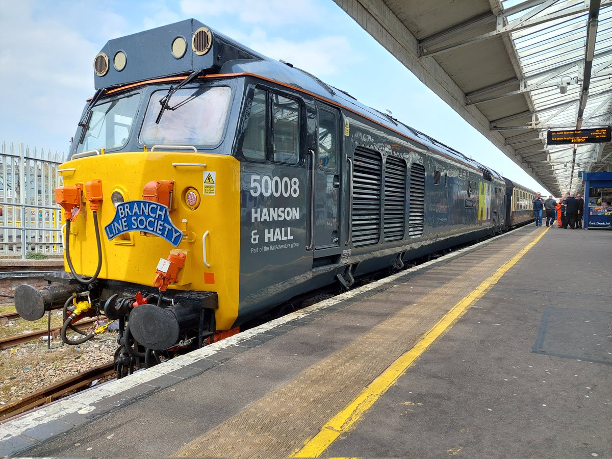 Now at Eastbourne on <a href="/BLSFixtures/">BLS Fixtures</a>' Ore No More with 50008 Thunderer after visiting the derelict but intriguing Newhaven Marine then Haywards Heath. Nice bit of faster running on the last leg, and 50007 sounded particularly ace through Lewes tunnel earlier.