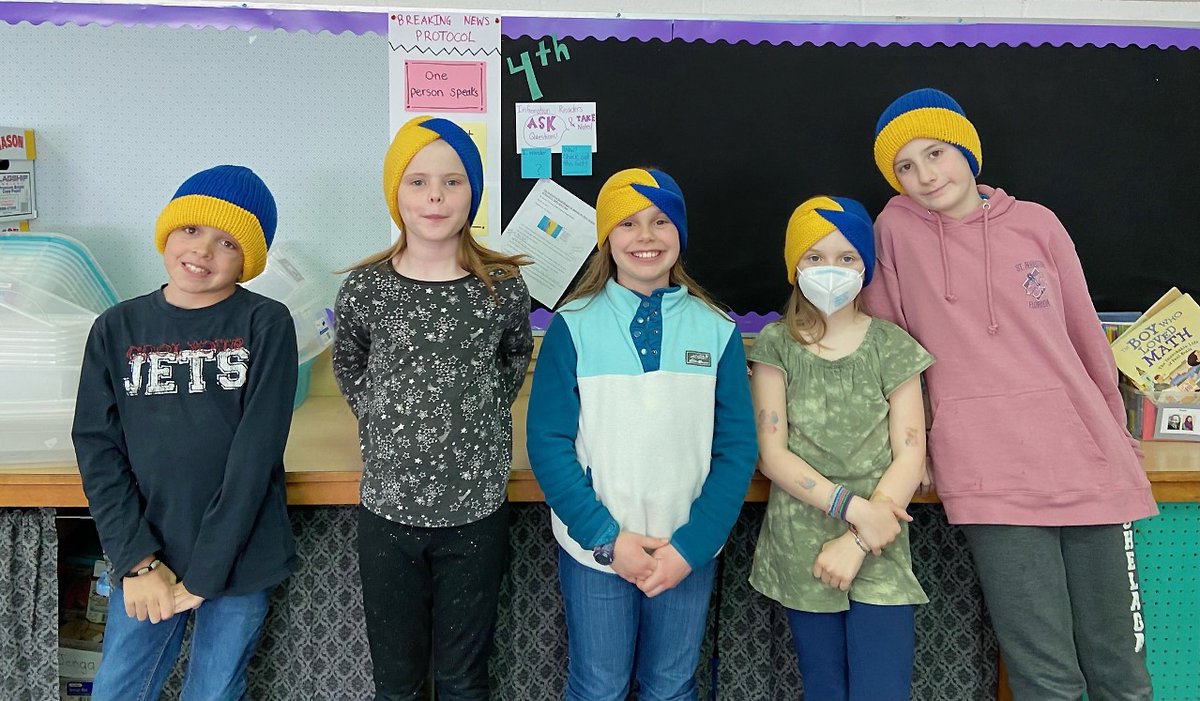 Westford student Amelia, along with help from some classmates, held a fundraiser for refugees in Ukraine. By knitting and selling hats and headbands in Ukraine's flag colors, Amelia was able to reach and surpass her fundraising goal, sending $575 to the UN Refugee Agency!  #EWSD