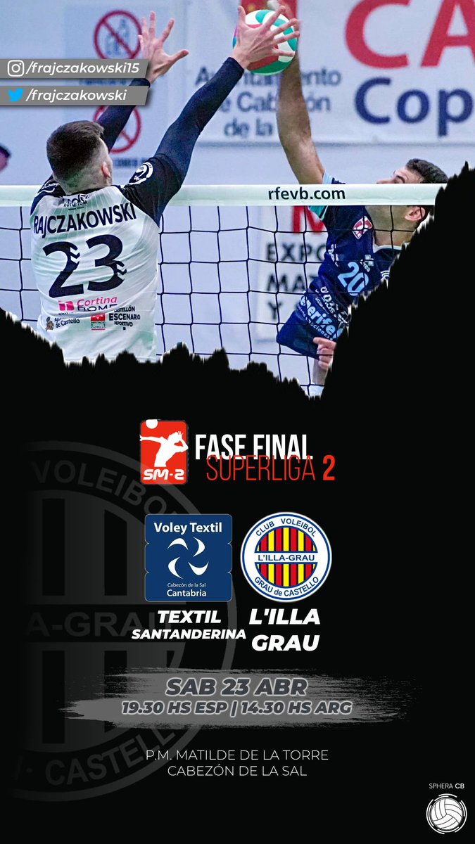 SpheraCB_Press's tweet photo. 🇪🇸 Partidazo en las semifinales de la Superliga 2
El @LIllaGrau  de @NachoEspelt , @frajczakowski y @JuanBucciarelli  juega ante el @VoleyTextil de @kokolinares1 
¡Solo 1 ascenderá a la Superliga 1! ¡Éxitos a todos!
💻 https://t.co/DYhobY1HDX https://t.co/MGpT0G0sNM