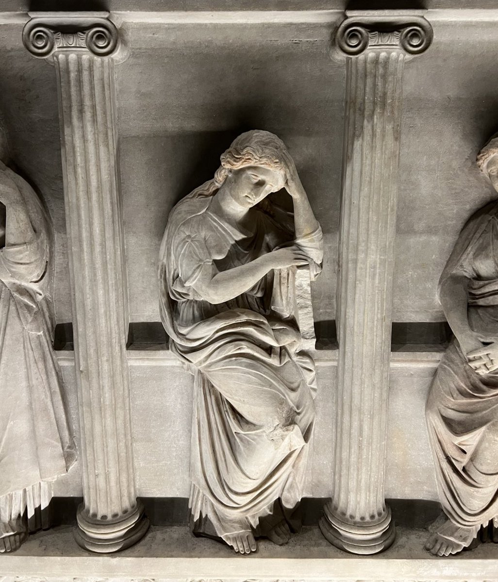 Somewhat_Quiet's tweet photo. For #SarcophagusSaturday, a close look at the “Sarcophagus of the Mourning Women” at the #Istanbul Archaeological Museum. Originally from the Royal Necropolis in #Sidon, thought to once contain the remains of the king #Straton. 374-358 BCE. Only a few flecks of red paint remain. https://t.co/Wg9Ie4tJK2