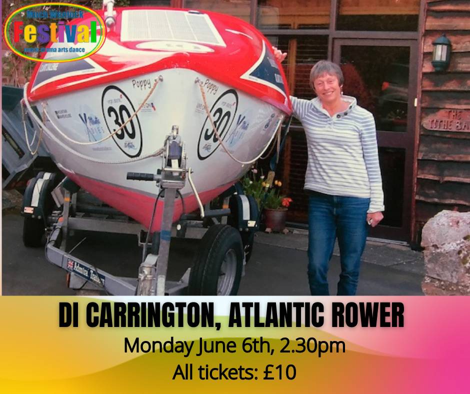 At sixty, Di Carrington entered the Talisker Whisky Atlantic Challenge 2017; the toughest row in the world. She skippered a team of three ladies, who completed the challenge, breaking &amp; setting 4 Guinness Book world records. 

Purchase your tickets here - stagestubs.com/gb/much-wenloc…
