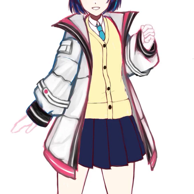 制服にゴツパーカー 