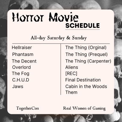 RealWomenGaming's tweet photo. TOGETHERCON!

TogetherCon is an online convention run entirely through Discord. It is free of charge and open to all who wish to attend.

Check out Today's Schedule!

We will be having Live TTRPG shows, Horror Movies and non-stop panels!  Come on in!

https://t.co/0JFQq0OhvX https://t.co/QGHQXcvIvh
