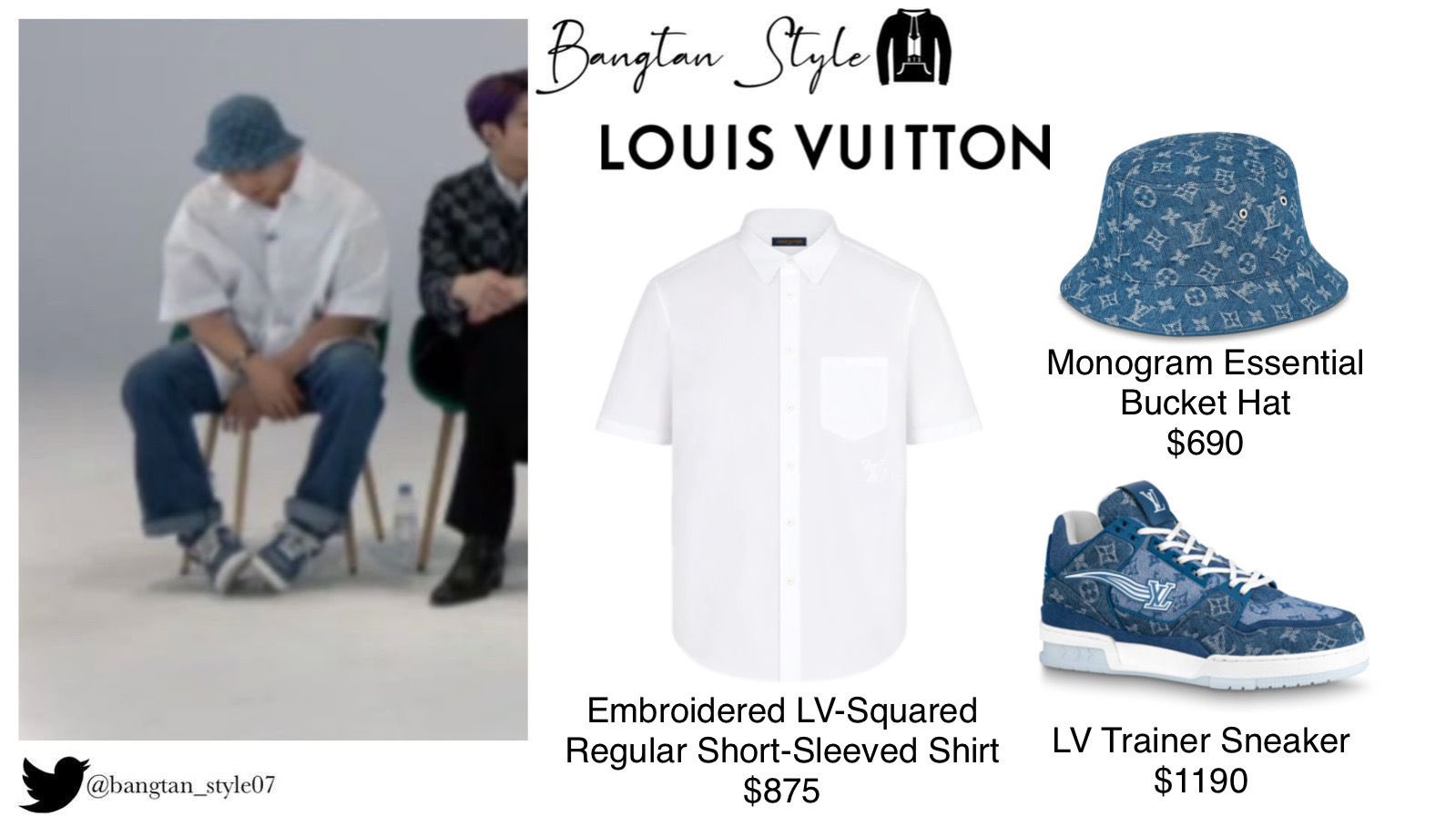 Bangtan Style⁷ (slow) on X: Twitter Post 210912 Namjoon wears Fear of God  Seventh Collection FG T shirt ($250) & Louis Vuitton Steamer XS ($2430).  #RM #BTS @BTS_twt  / X