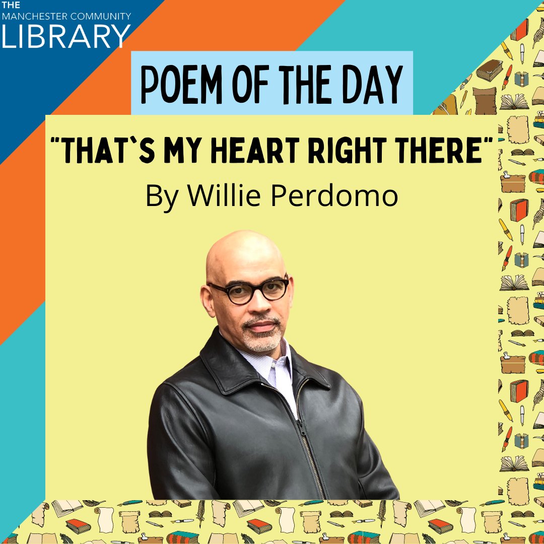 manchestervtLIB's tweet photo. It's a ghazal for Structure Saturday in MCL's Celebration of #NationalPoetryMonth!
"That's My Heart Right There" by @WilliePerdomo
https://t.co/m5GPW9EdHr
#Poetry #MCLVT #WilliePerdomo #Ghazal https://t.co/xx7wuEHfM1