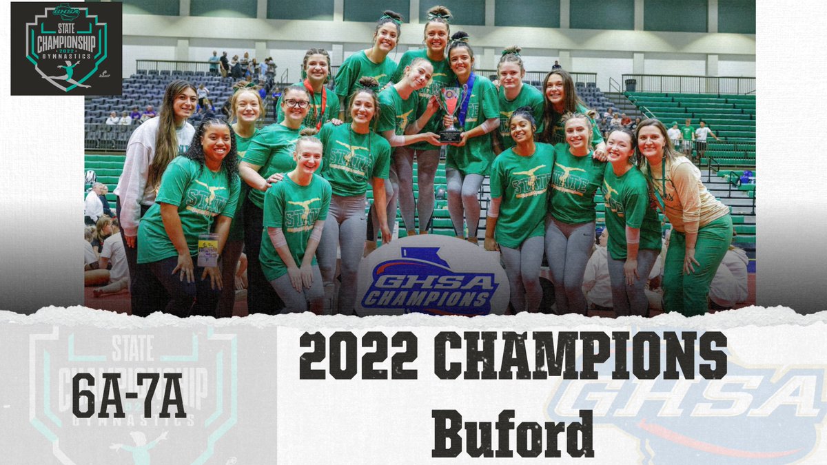 OfficialGHSA's tweet photo. The Wolves are howling! #Buford is the 2022 6A-7A Gymnastics Champions! https://t.co/LM52at8BBE