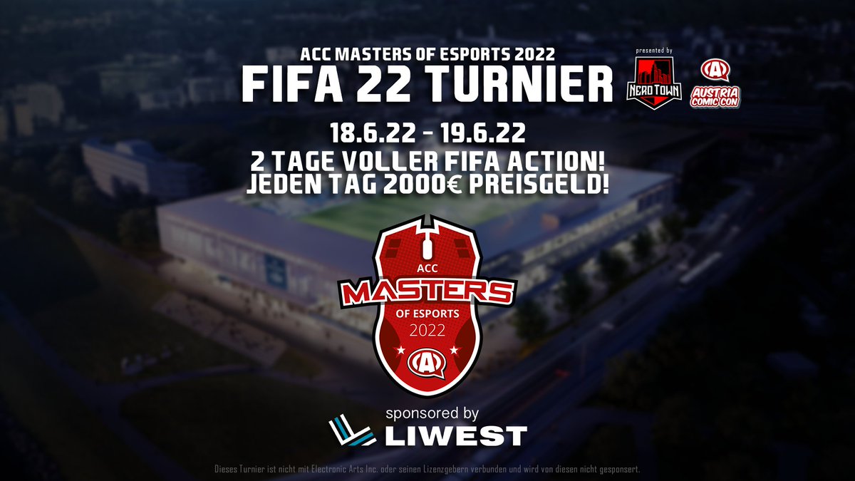 Bald ist es wieder soweit!

Wir dürfen euch auch dieses Jahr wieder auf der Austria Comic Con in Wels willkommen heißen!

Vom 18.6.22-19.6.22 veranstalten wir zwei FIFA 22 Turniere mit jeweils 2000€ Preisgeld welches von der #LIWEST zur Verfügung gestellt wird!

Bald mehr Infos!