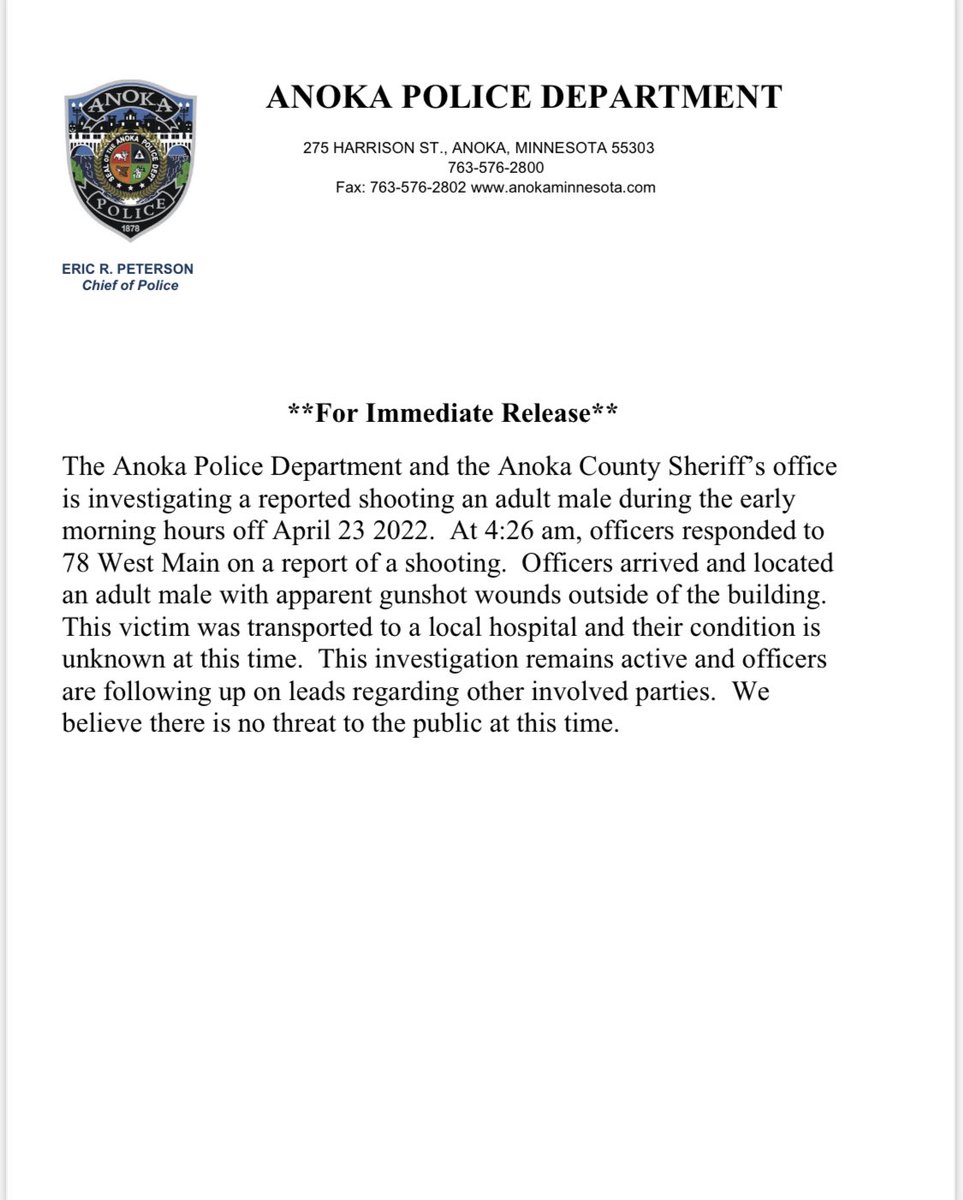 Anoka Police Dept tweet media