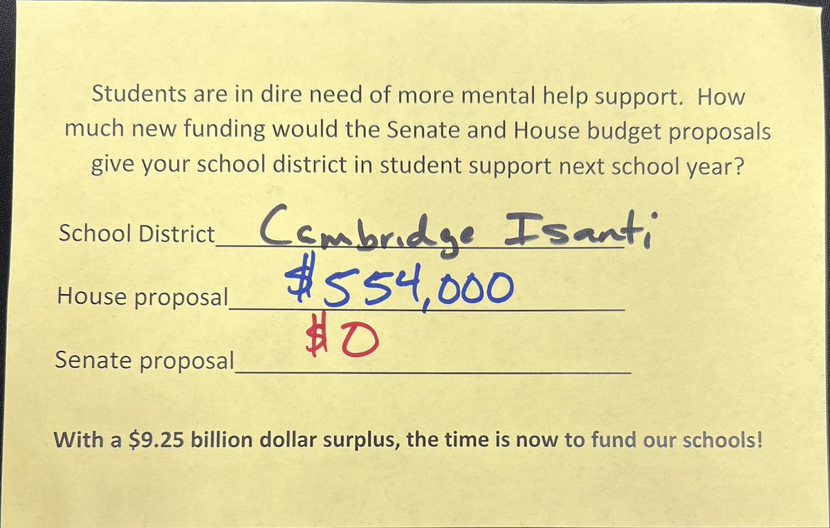 EMCI_7040's tweet photo. Minnesota has a $9.25 billion surplus. Investing that money in our schools means smaller class sizes and more one-on-one time for students who need it now more than ever. #mnleg #edmnvotes #FullyFundOurFuture https://t.co/vbNwaHwx9Z