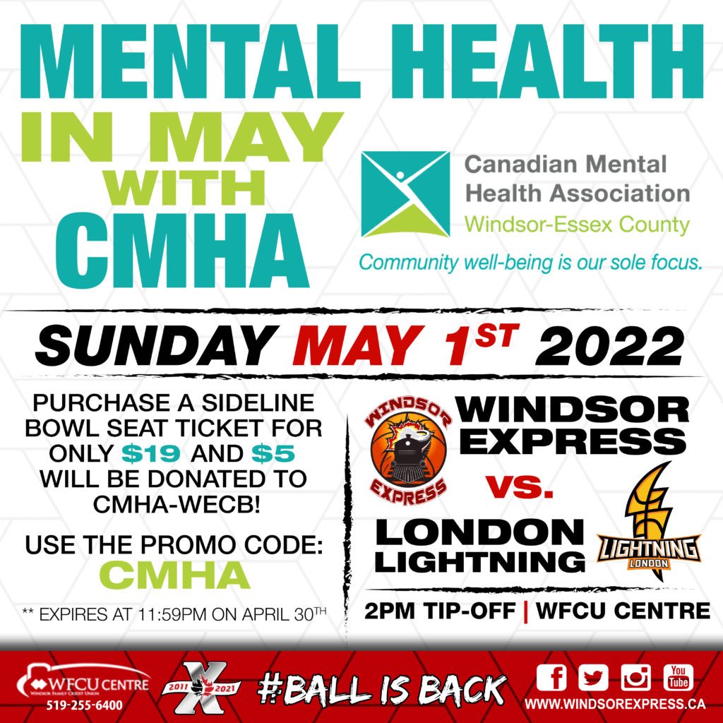 CMHAWECB's tweet photo. Grab tickets now!  

@WindsorExpress 

#YQG #MentalHealthMatters #BallisBack https://t.co/NtBlZljR0c