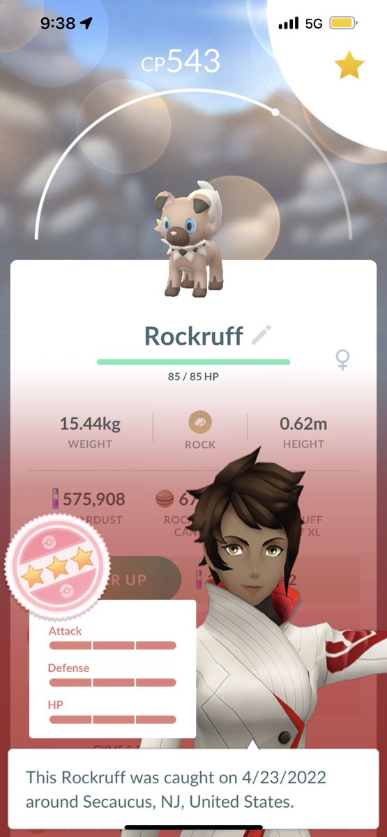 JBruno81's tweet photo. 116th encounter = 100% it’s #NotAShiny but, it’s 10 #Pogo #PokemonGo #TeamValor #Raids #Rockruff #RockruffRaids Still in the hunt for my second #Shiny https://t.co/Khdg2FCdNs