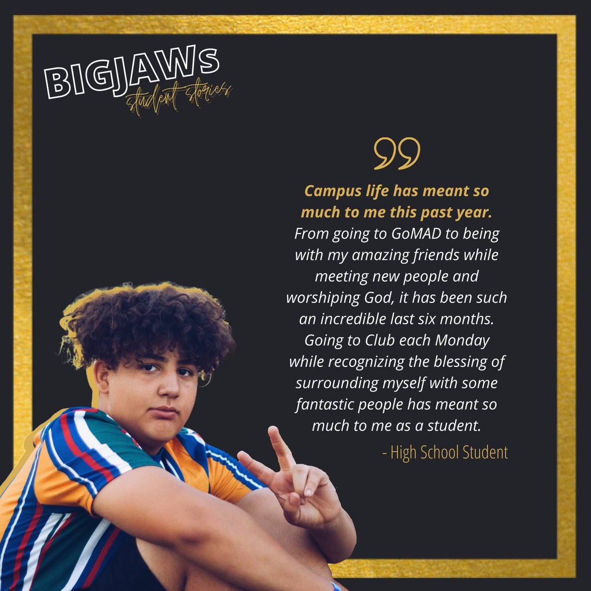 BIGJAWsYFC's tweet photo. "Campus life has meant so much to me this past year." - High School Student #StudentStorySaturday #REACHtheEVERY https://t.co/YkXoIUBLnv