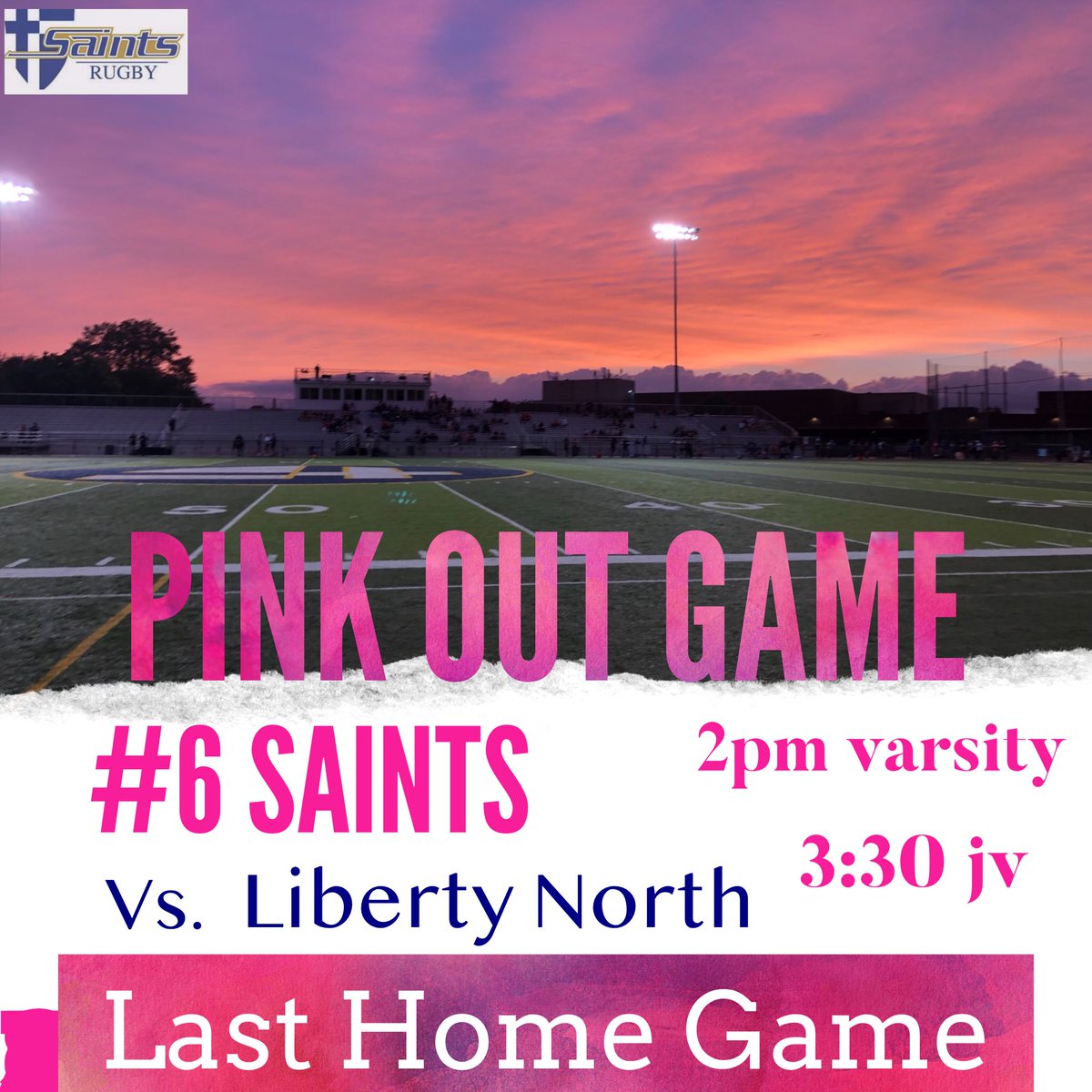 Saints Rugby (@stasaintsrugby) on Twitter photo TODAY is the last home game for Saints Rugby!! Pink out game starts at 2pm as #6 Saints play Liberty North & 3:30 JV hits the pitch!! Come out to support the Saints for their last home game of 2022! <a href="/GoAquinasSaints/">GoAquinasSaints</a> #Pinkout TODAY is the last home game for Saints Rugby!! Pink out game starts at 2pm as #6 Saints play Liberty North & 3:30 JV hits the pitch!! Come out to support the Saints for their last home game of 2022! <a href="/GoAquinasSaints/">GoAquinasSaints</a> #Pinkout