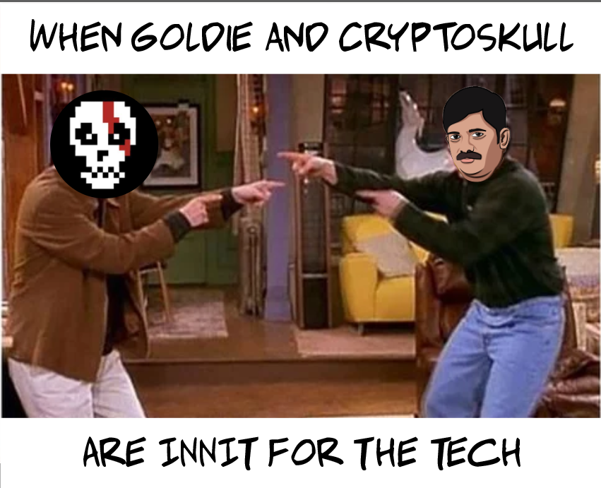 INNIT4TheTech - Influencer meme competition 

1-Follow us on Twitter
2-Create a meme using Goldie and crypto influencer you pick.
3- Tag that influencer and share your meme under this tweet.
4-Share your meme to our telegram
(1/3)