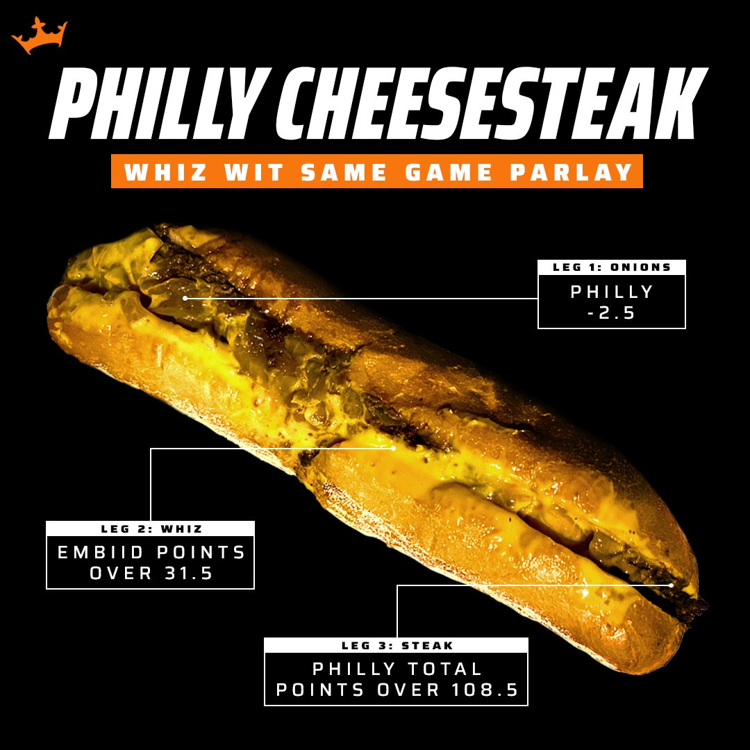 DKSports's tweet photo. Just like there's a right way to make a Philly cheesesteak, there's a right way to build a Same Game Parlay.
Here’s our #WinningRecipe, what’s yours? https://t.co/GQ3L5WMXu1