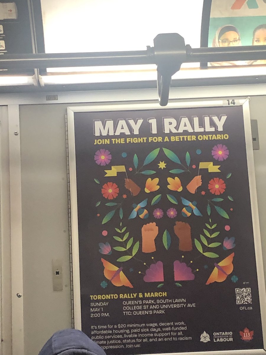yolanda_bdacy's tweet photo. Early morning TTC reminder to join a feeder march or join workers, families and community members at Queen’s Park on May 1st. A better Ontario is possible! #May1ON #May1TO #ofl #repealbill124 https://t.co/Iur4Ux73VR