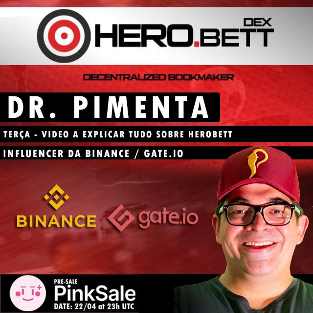 Hero_Bett's tweet photo. DR. Pimenta will talk about HEROBETT 🔥
Tuesday we will be proud to be an official Binance and https://t.co/PCpoyrqaUp influencer 🌎 🚀

Be an integral part of this amazing project 💎
Follow the news 🙌

Pre-sale: https://t.co/f2K1ciD9wp https://t.co/pZfvEQIpK0