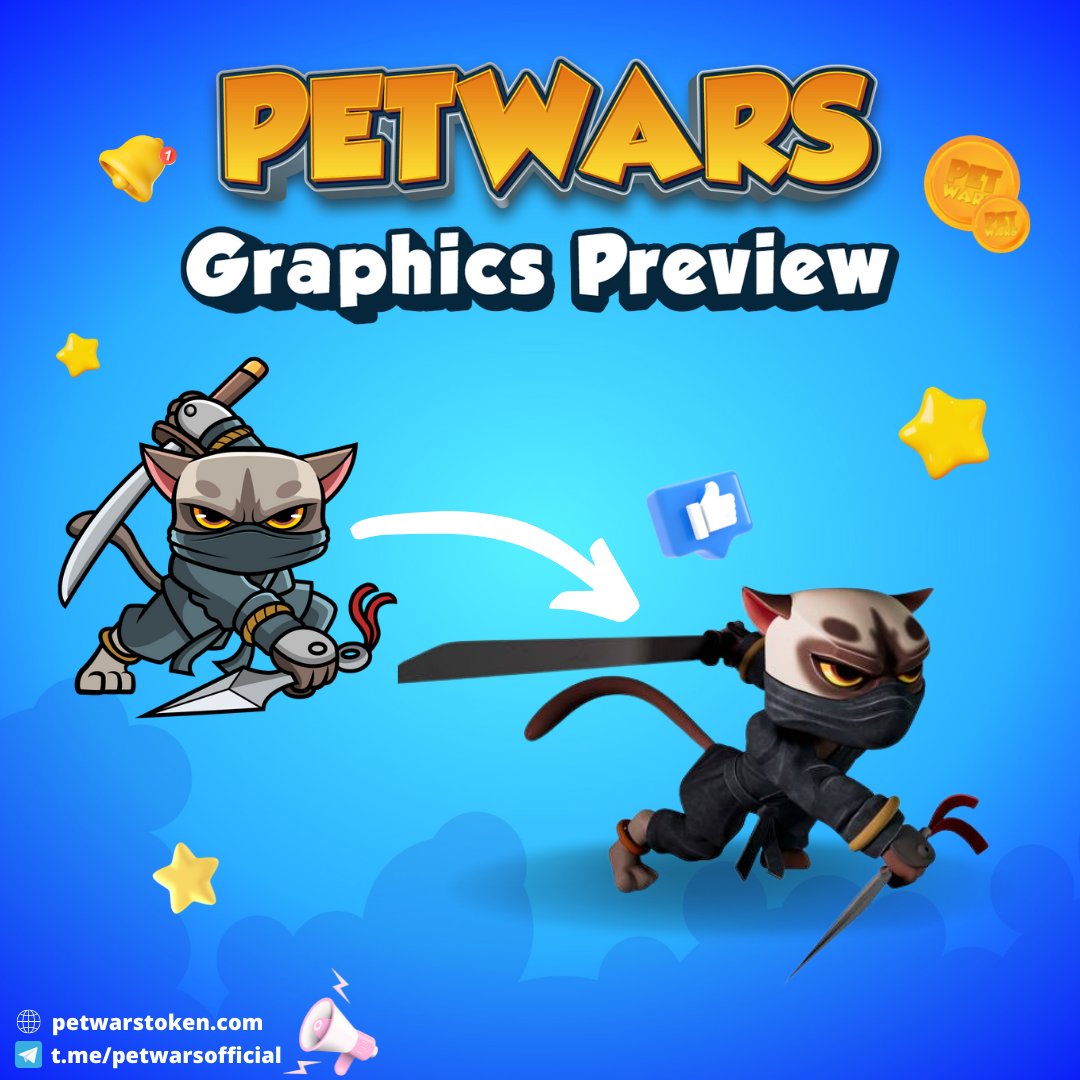 🏆GRAPHICS PREVIEW🏆

🐶As mentioned in our AMAs we are giving $PWARS a fresh coat of paint! Say Hello to Neeko the Ninja Cat!

🐱Join our official TG: t.me/petwarsofficial

#BTC #ETH #PWARS #BNB #TAXFREE #Crypto #Cryptoproject $PWARS