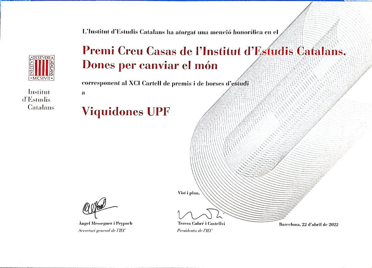 pilardenou's tweet photo. L'enhorabona a Viquidones UPF per la Menció honorífica en els Premis de l'IEC Sant Jordi 2022. Dones per canviar el món.
Bona feina! https://t.co/stbAvzU65X