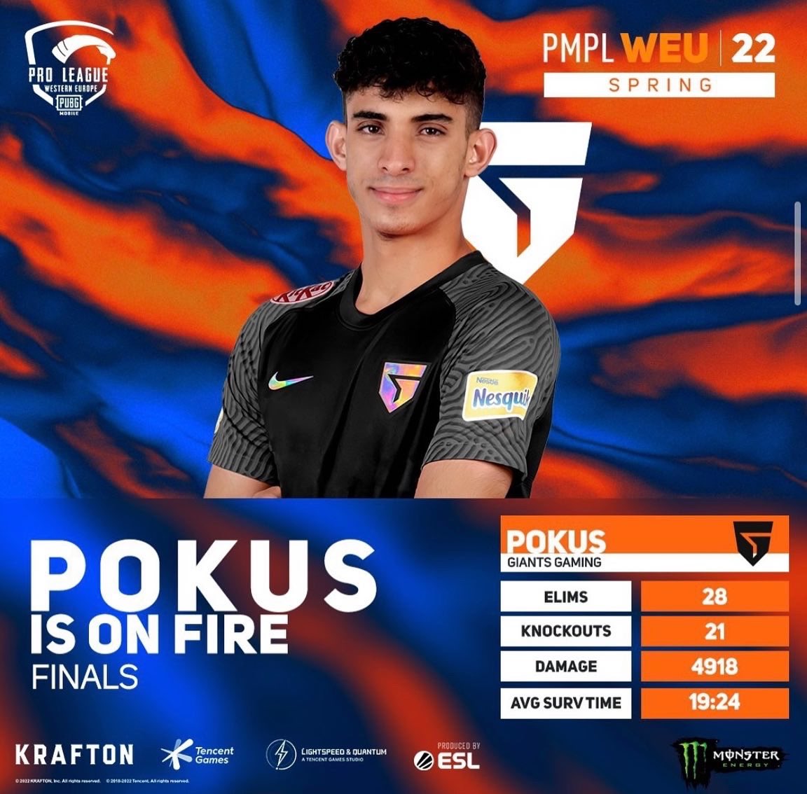 Felicidades a @GiantsGaming por asegurar ese spot en la 2da Posición en las Finales de la PMPL de Europa Occidental 2022🥈

El integrante que más destacó fue <a href="/PokuS_Y/">PokuS</a> , que en las últimas partidas demostró su nivel y ayudó al equipo a conseguir el merecido podio!🔥

#PUBGMOBILE