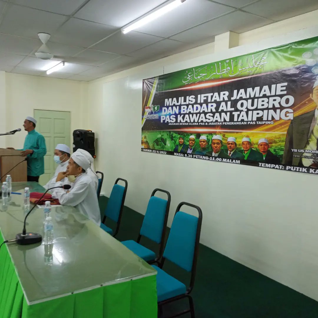 PasTaiping's tweet photo. Majlis Iftar Jamaie &amp; Sambutan Badar Al-Kubra PAS Kawasan Taiping 1443/2022. 

Jemputan Khas AF YB Ustaz Yusni Mat Piah, ADUN Penaga, Pulau Pinang https://t.co/0IpEeWDkkg