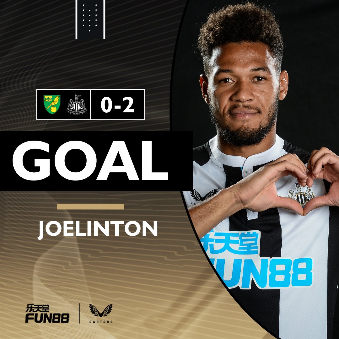 NUFC's tweet photo. A DOUBLE FOR JOELINTON! 👊

Bruno sends Murphy through on goal with a delightful through ball, Murphy is tackled but it lands to Joelinton who makes no mistake!

[0-2]

#NORNEW // #NUFC https://t.co/iBAQQUzmgH