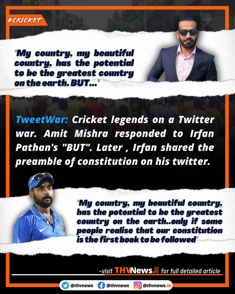ThvNews's tweet photo. #TweetWar: Two Cricket Legends on a TweetWar
#AmitMishra #irfanpathan https://t.co/hyfuG7oBKa