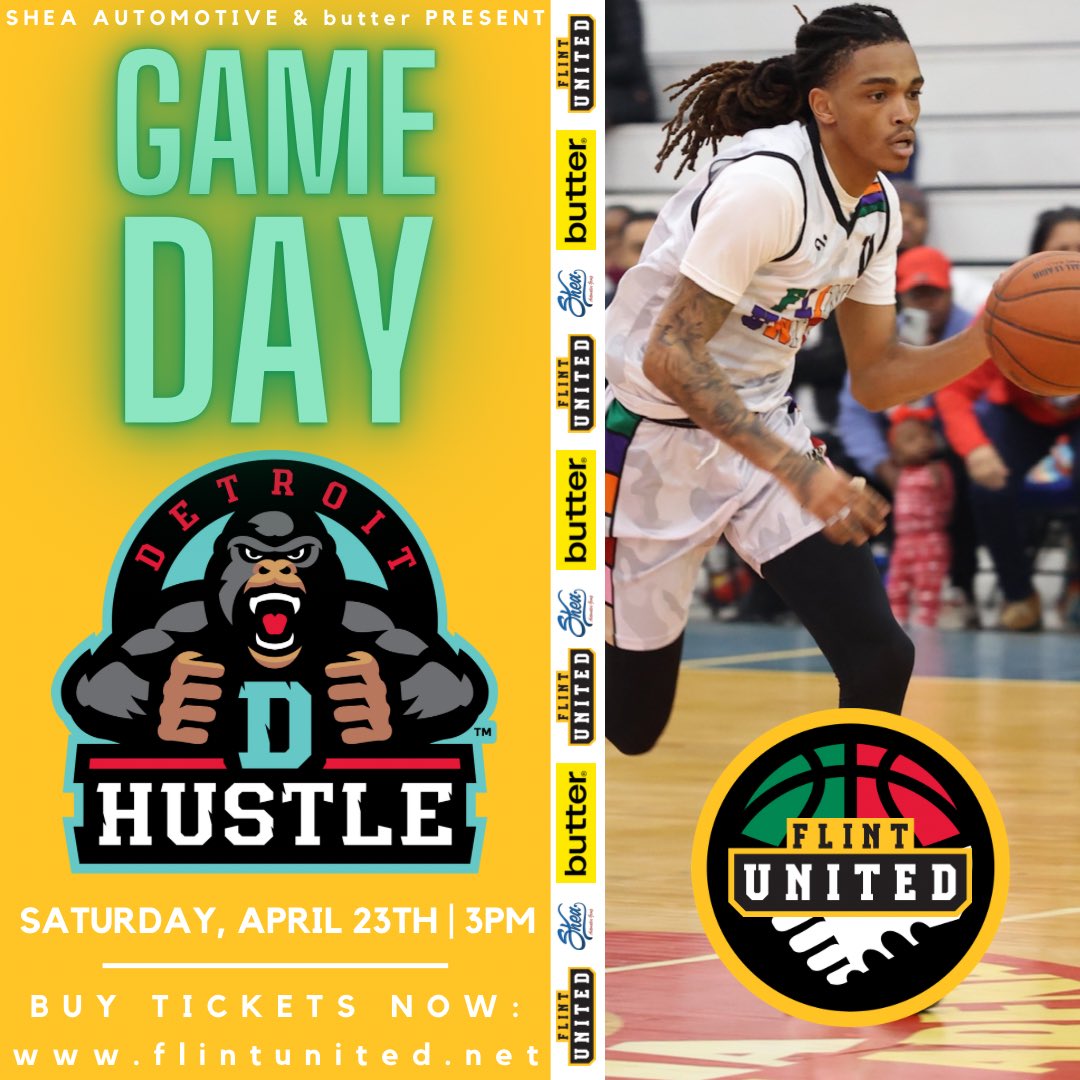 We’re back home to take on the Detroit Hustle, 3PM at <a href="/DortEventCenter/">Dort Financial Center</a>!
—
BUY TICKETS HERE: etix.com/ticket/v/18760…
—
#weunite #flintunited #thebasketballleague #exploreflint #sportsbiz  #flintmichigan