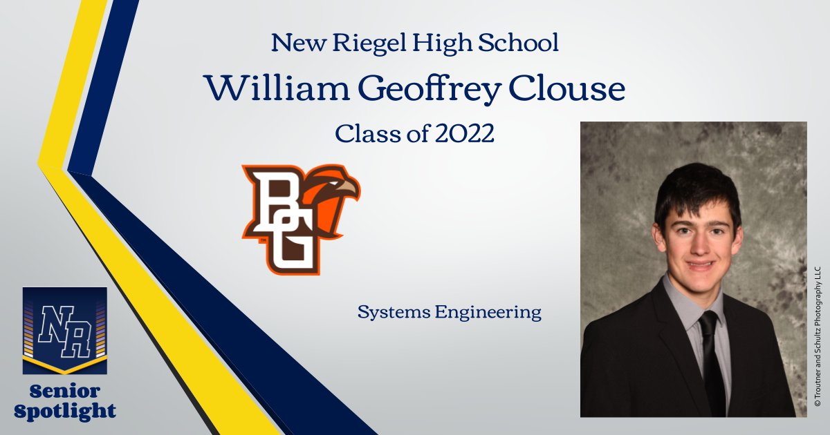 NewRiegelSchool's tweet photo. Our 2022 Senior Spotlight today focuses on William Clouse. Congratulations, Will! https://t.co/62kDZcgLU5