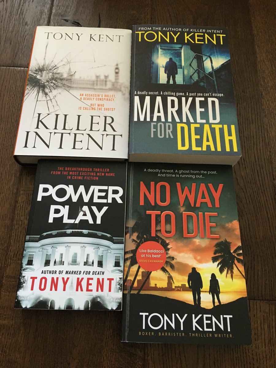 fionamsharp's tweet photo. Looking for great thrillers to read? Then may I suggest ⁦@TonyKent_Writes⁩ ⁦@eandtbooks⁩ #KillerIntent #MarkedForDeath #PowerPlay #NoWayToDie https://t.co/Qfm83NdDBX