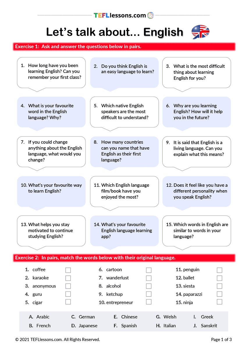TEFL_Lessons's tweet photo. FREE English Language Day Lesson (April 23rd)
https://t.co/p2sklZuPiO
100+ FREE materials available on https://t.co/FsOiKOIgtn
Enjoy!๐
https://t.co/FsOiKOIgtn
#teflteacher #eslmaterials #freeeslmaterials #esl #teflworksheets #eslworksheets #eslconversation #englishlangaugeday https://t.co/Shdv4ERpbZ