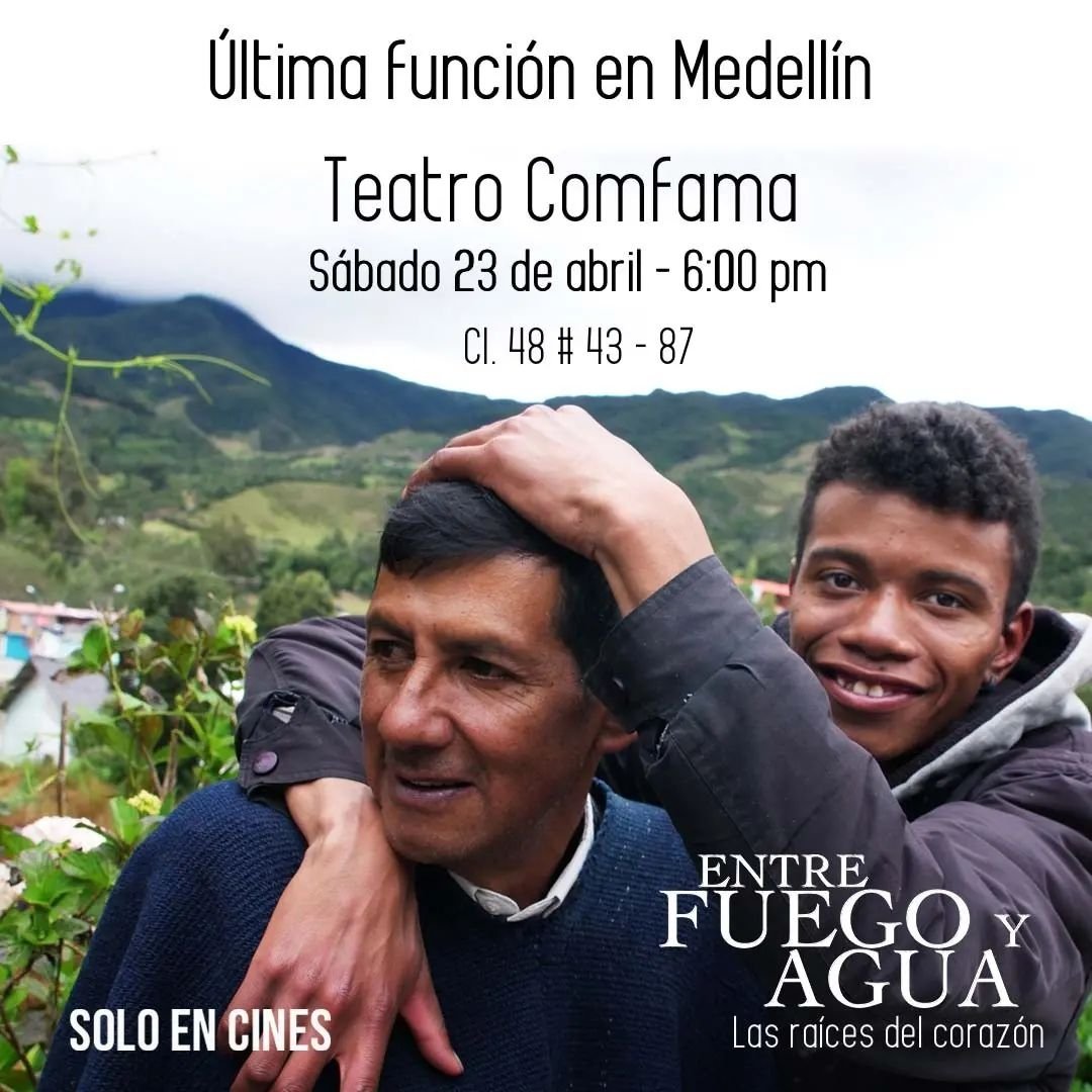 MEDELLÍN, HOY última función de #EntreFuegoyAgua en <a href="/comfama/">Comfama</a>. No pierdas la oportunidad de ver en cine este bello documental colombiano que le ha dado la vuelta al mundo. <a href="/filmedellin/">FilMedellín</a> @miradasmedellin <a href="/alcaldiademed/">Alcaldía de Medellín</a> @medalloaudiovisual <a href="/agendamedellin/">Agenda Medellín</a> <a href="/Medellin_Travel/">Medellín Travel Oficial</a>