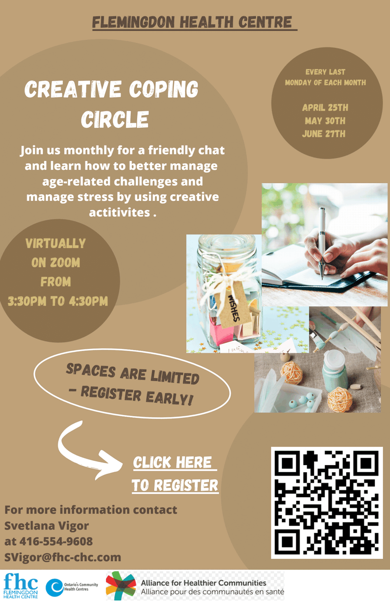 Lots of safe and energizing spring activities for older adults (55+) being offered virtually and in the community April through June. Community members interested to join may register here surveymonkey.com/r/8V6JSHW For more information contact Svetlana: svigor@fhc-chc.com