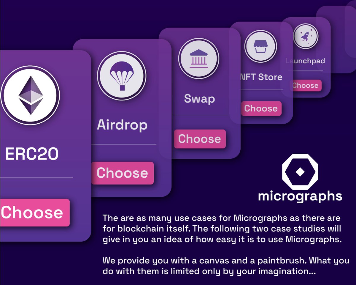micrographs_io's tweet image. There are unlimited use cases for #Micrographs as there are for blockchain itself.

We provide #creators and #developers with a canvas and a paintbrush.  🎨 🖌

What you do with them is limited only by your imagination...  🖼

$ETH $SOL $GRAF  #SolanaNFT #EthereumNFTs