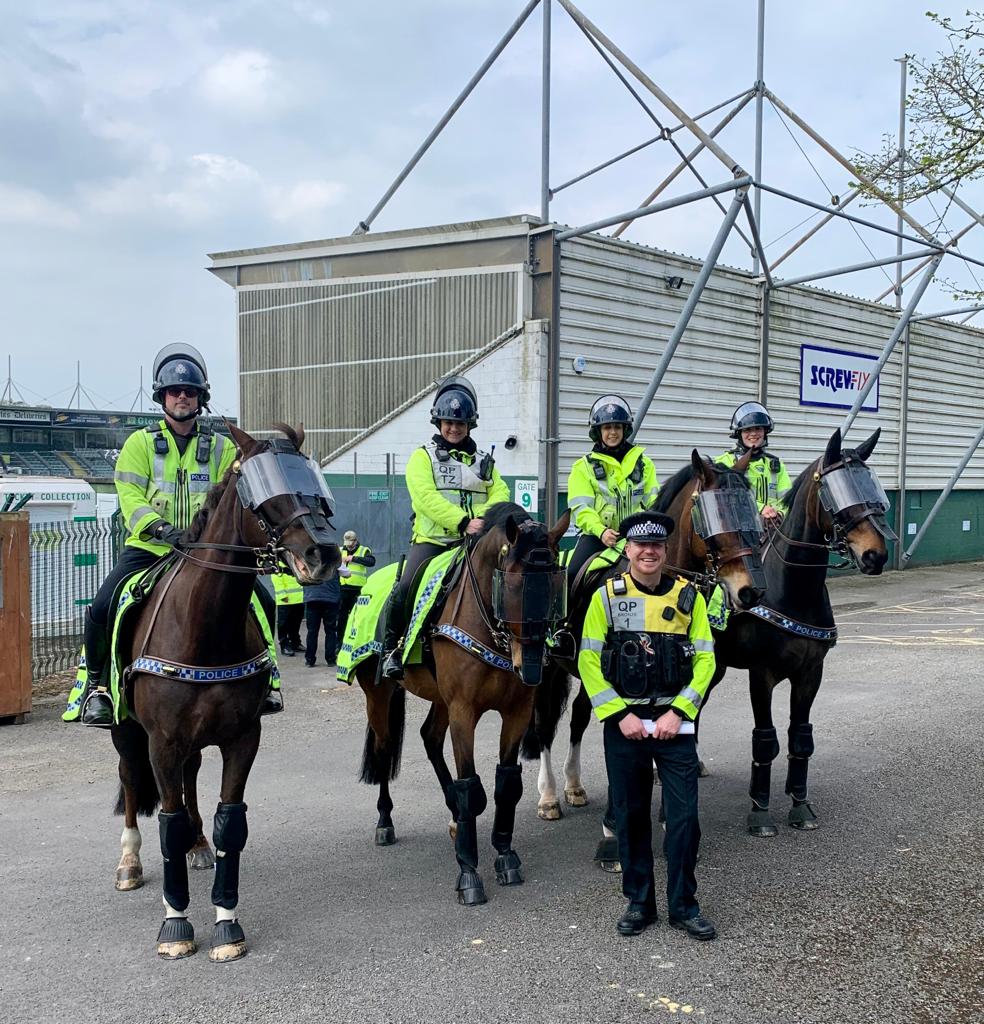 ASPoliceHorses's tweet image. Meanwhile - Redcliffe, Mike, Trinity and Mendip are at @YTFC for the Yeovil/Stockport game 🐴🐴🐴🐴 ⚽️ #football #busyweekend