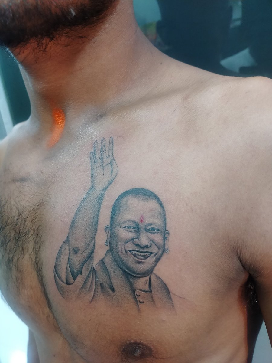 UP CM shree Yogi Aditya Nath Ji ka banaya gaya tattoo, image size:900x1200