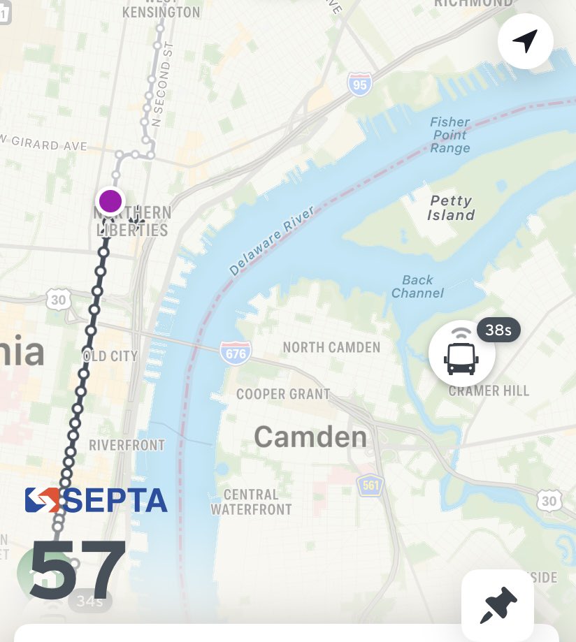DJRobertDrake's tweet photo. When your next #SEPTA bus seems to be lost in another state. #WereGettingThere #gpsfail @septaphilly @SEPTA @SEPTA_Bus https://t.co/YczjcLhUbj