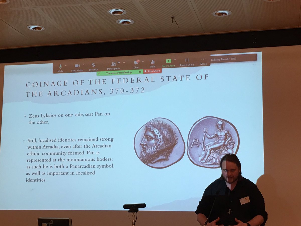 &amp; another stellar presentation in our #mythandmemory session <a href="/NordicTag/">Nordic Tag</a> from <a href="/SUAncientWorld/">Swansea Uni Ancient World</a> PhD candidate @VikingClassics speaking on #Pan in #Arkadia