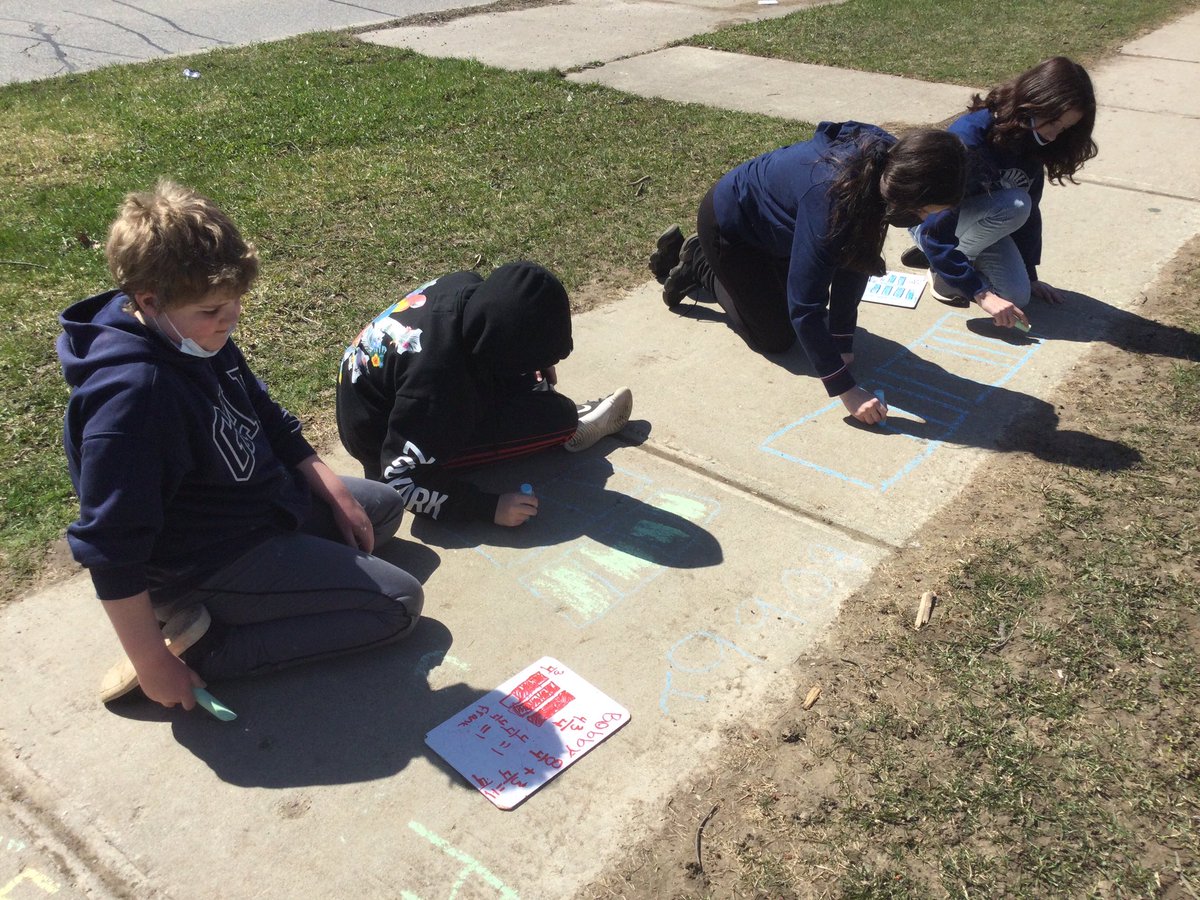 waltonsclass's tweet photo. #outsidemath learning is all about #engagement  #happyEarthDay2022 Having time to revisit a #mathmisconception we learned by looking at #mathdata to guide our next steps. Learning about #improperfractions &amp; #mixednumbers Plus enjoy the sunshine too! @ugdsb @WestwoodUGDSB #onted https://t.co/WiI4FwjYlh