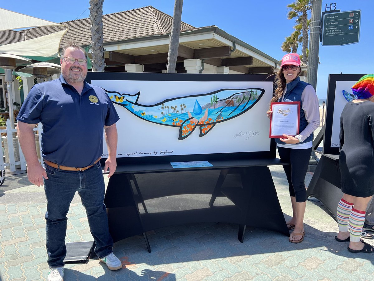 SenDaveMin's tweet photo. Art can inspire us to do great things and rise to our highest potential. This #EarthDay, what inspires you to do more for your planet?

Thank you @WylandORG @CityofHBPIO &amp; @MWDOC for inviting my team to your #StreamsOfHope art unveiling! https://t.co/GyVPOqnB5J