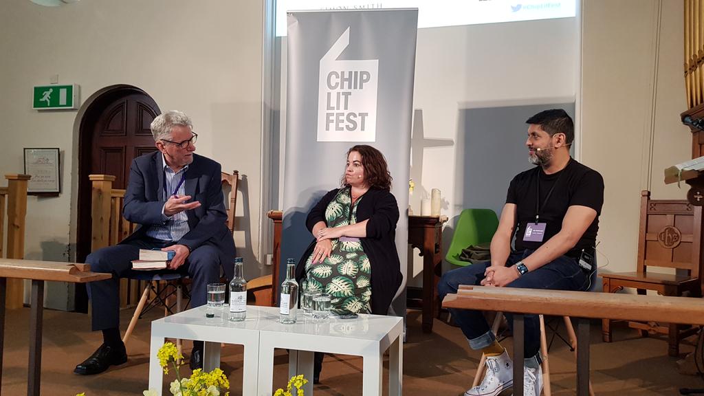 HWFWriters's tweet photo. Watching a great discussion of law and order and what 'justice' meant in the days of Empire by @LauraSRobinson and @radiomukhers and @GerryFoleyTV at #chiplitfest https://t.co/M6t71T3tvt
