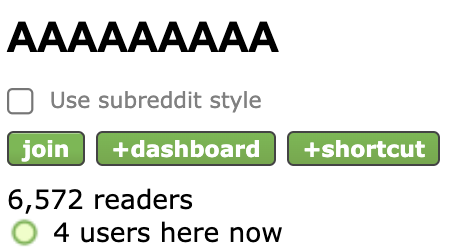 EverySubreddit's tweet photo. Every Single Subreddit #6

r/AAAAAAAAA

Subs: 6,572

Top post: AAAAAAAAAAAAAAAAAAAAAAAAAAAAAAAAAAAAAAAAAAAAAAAAAAAAAAAAAAAAAAAAAAAAAAAAAAAAAA (562 upvotes) 

#AAAAAAAAA #everysinglesubreddit https://t.co/dvdzq2xlRO