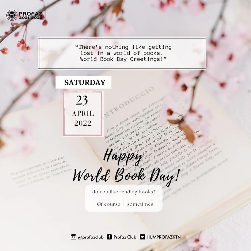 IIUMPROFAZKTN's tweet photo. ✨ بسم الله الرحمن الرحيم✨

[HAPPY WORLD BOOK DAY]

Islam encouraged us to read and gain knowledge as it can benefit us greatly in every aspect of our lives. https://t.co/7k7V72usu7