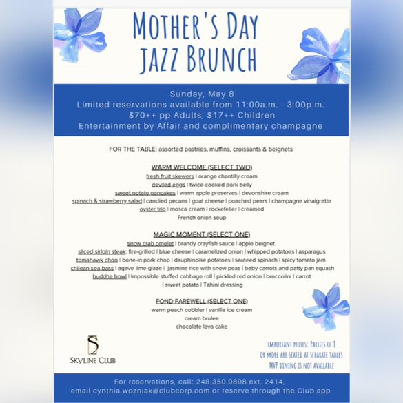SkylineClubSfld's tweet photo. Whether you call her Mom, Mama Bear or Your Hero, her day is coming soon! 💕 Time is running out to get your reservation in for Mother’s Day Brunch.
.
.
.
#skylineclubsfld #southfieldmi #treatyourmom #brunch #momosa #family https://t.co/5aAMNx1pGb