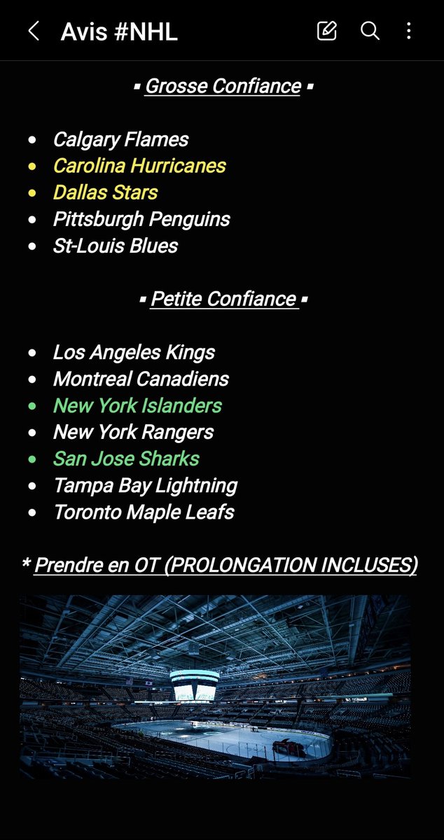 JDEMPIREOFF's tweet photo. Avis #NBA x #NHL x #MLB 

Voilà mes avis pour les matchs de la soirée et de la nuit! 

3 matchs NBA, 12 matchs NHL et 16 matchs MLB! On espère continuer la belle série positive et avoir du vert partout 😁!

💛💚= Préférence!

RT &amp; ❤ pour soutenir le travail! #TeamParieur https://t.co/6pa21bW58I