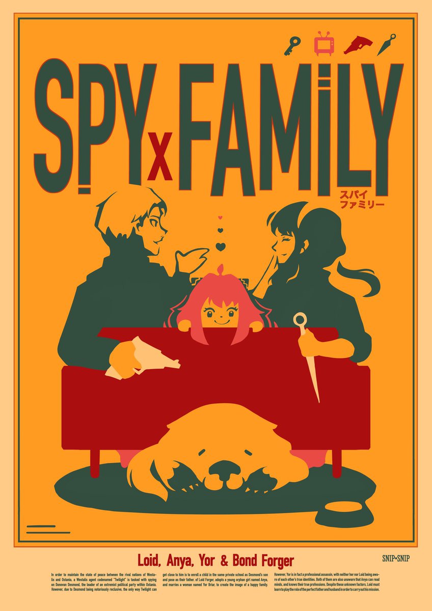 アーニャ(SPY×FAMILY) ,ヨル・フォージャー(SPY×FAMILY) 「The Forger Family 🔪💥
#SPY_FAMILY #SPYx」|SNIP●SNIP @Ficzone ZC22/JWVlc/MCMLondonのイラスト