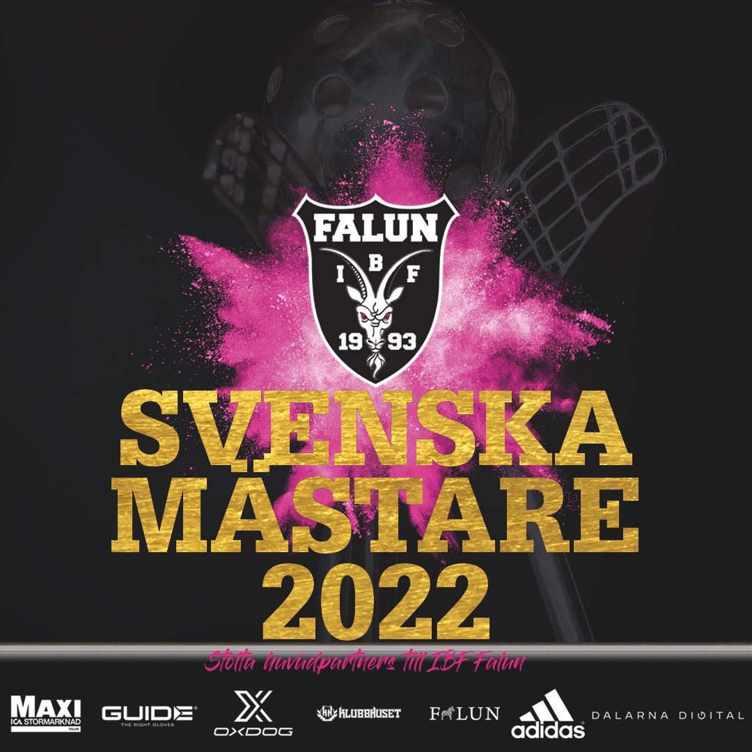 IBFFalun's tweet photo. Tack till alla er som hoppats, trott och stöttat. Guldet stannar i mästarnas stad. Tillsammans är vi Dalarnas stolthet. Tillsammans är vi IBF Falun och vi är Svenska Mästare 2022! 
#ibffalun #denrosafamiljen #oxdog #boostyourperformance #adidas #klubbhuset https://t.co/kUxGAzSLH8