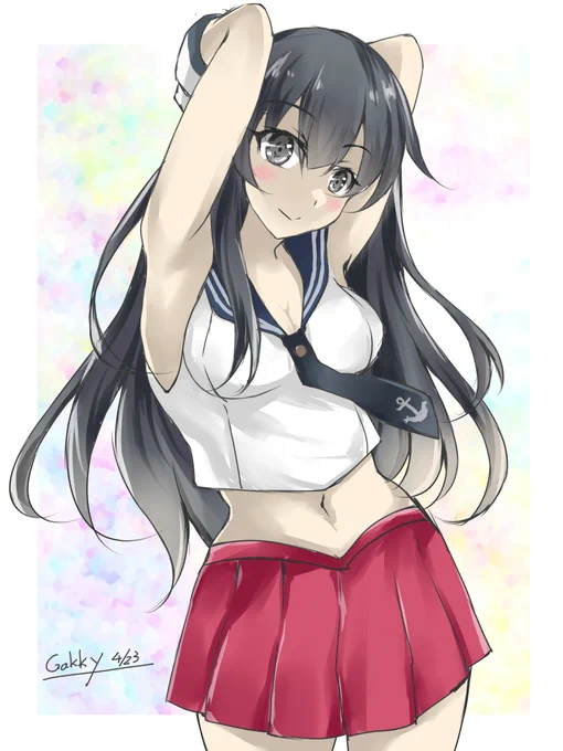 #艦これ版真剣お絵描き60分一本勝負_20220423
#艦これ版深夜の真剣お絵描き60分一本勝負 
体に自信がある時の阿賀野 